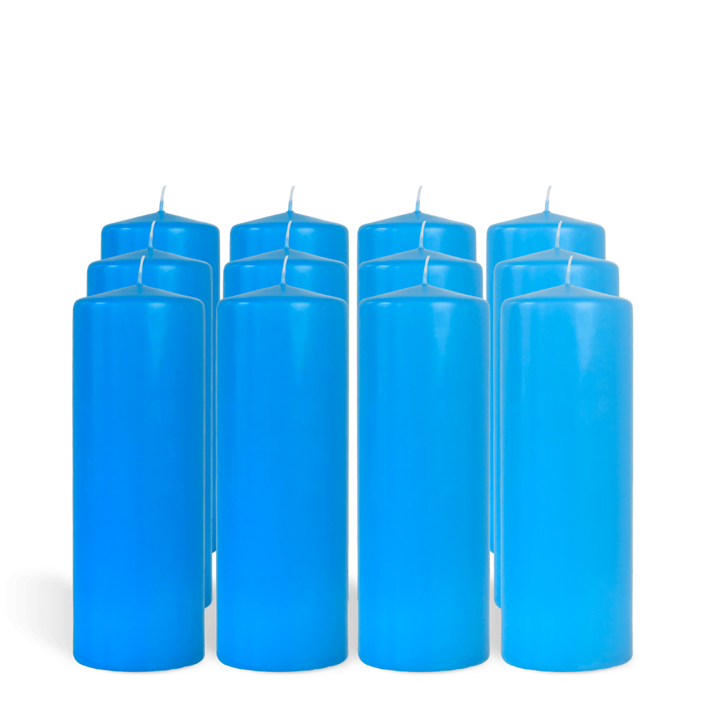 Pack de 4 bougies cylindres Bleu Turquoise 7x21cm
