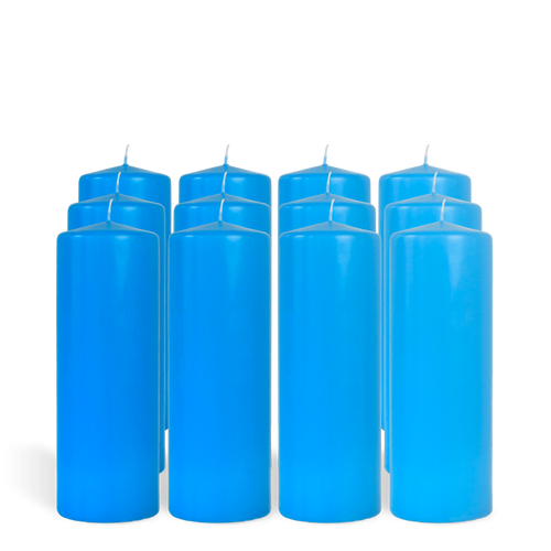 Pack de 4 bougies cylindres Bleu Turquoise 7x21cm
