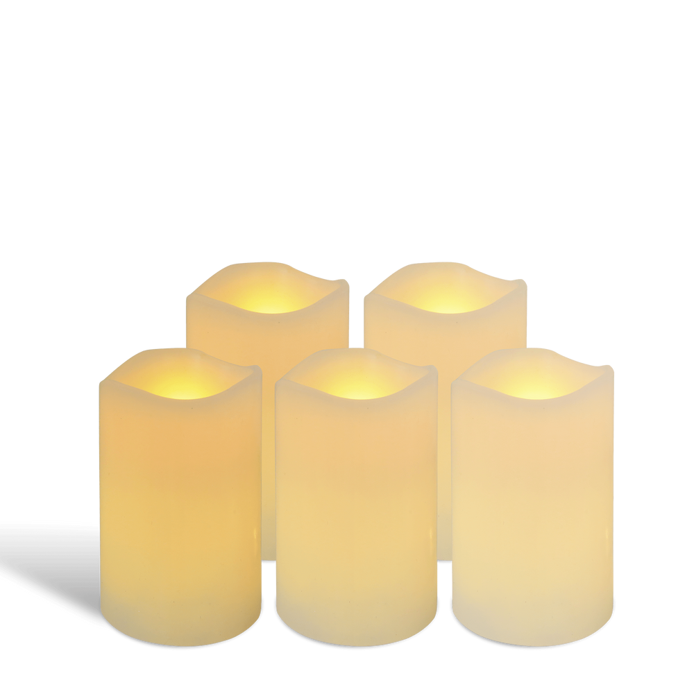 Pack de 5 bougies Vagues LED Ivoire 7x10cm