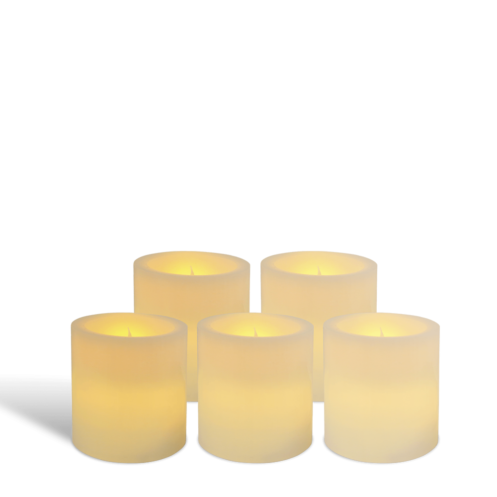 Pack de 5 bougies pilier LED Ivoire 7x7,5cm