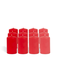 Pack de 12 bougies cylindres Rouge 6x10cm