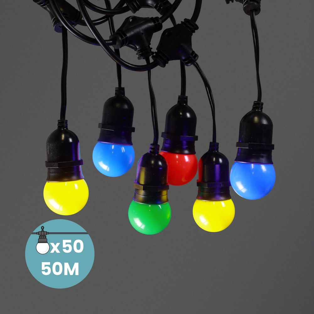 Guirlande Guinguette Pendante Ampoules Remplaçables Multicolore 50 m