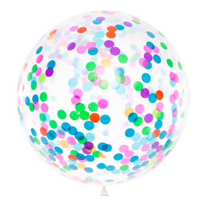 Ballon Confettis Transparent et Multicolore 1 m