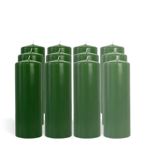 Pack de 4 bougies cylindres Vert 7x21cm