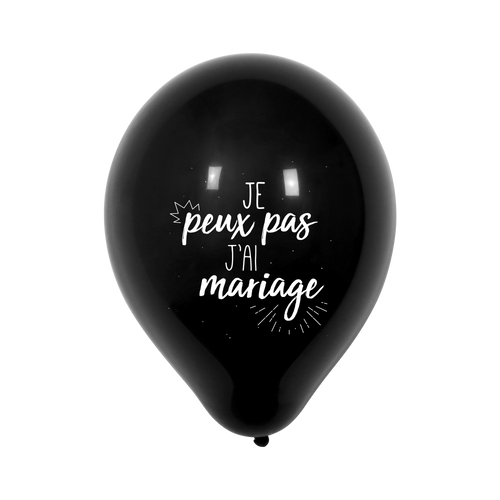 Ballon Mariage "Je peux pas j'ai mariage" Noir