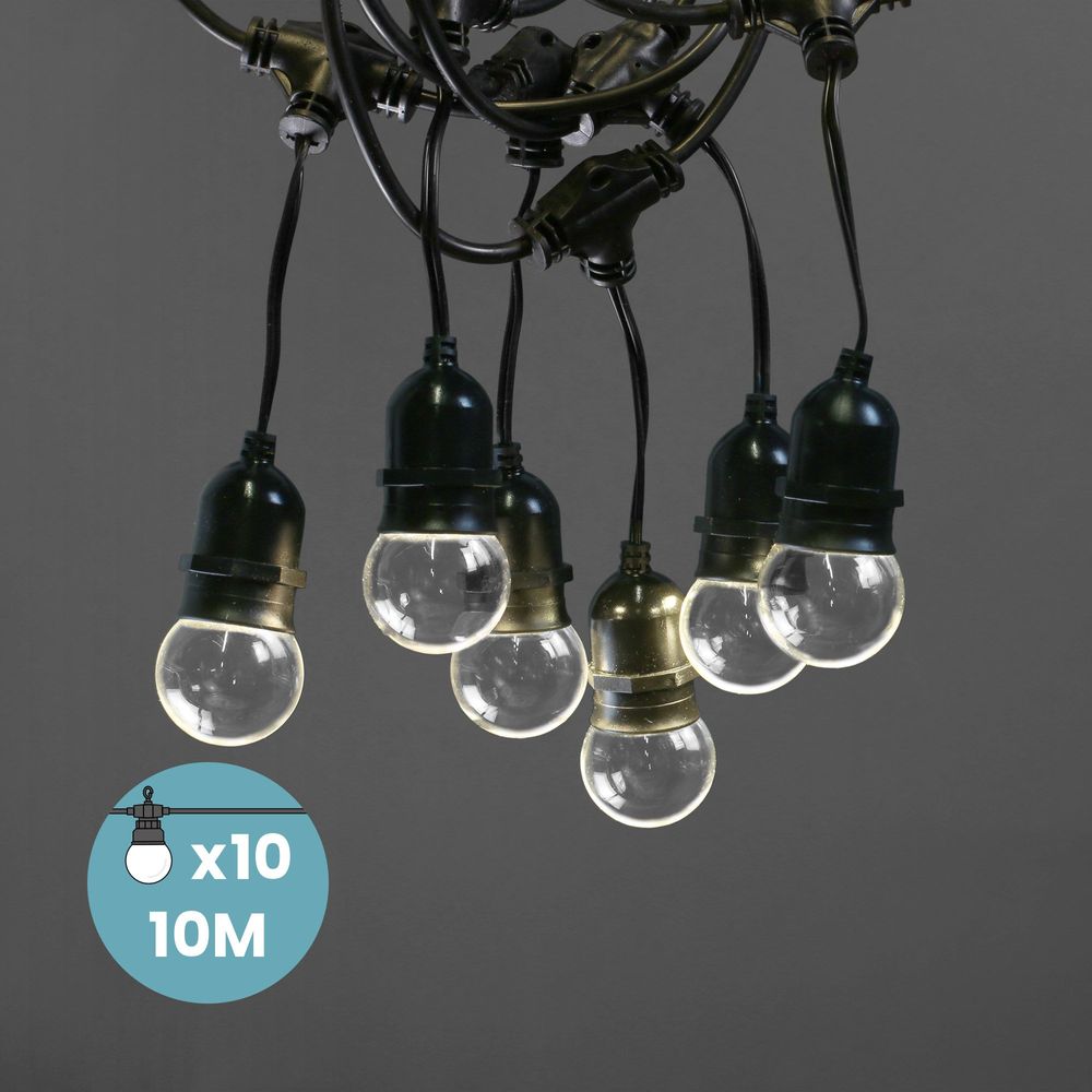 Guirlande Guinguette Pendante Ampoules Remplaçables Transparentes 10 m