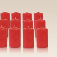 Pack de 12 bougies cylindres Rouge 6x10cm