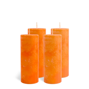 Pack de 4 Bougies Marbrées Orange 18x7cm