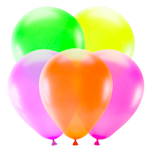 Ballon Fluo Latex Multicolore x5