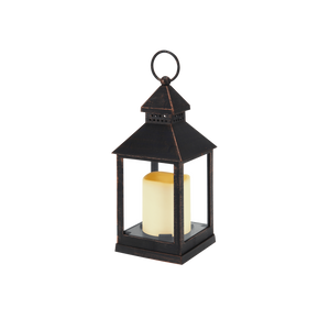 Lanterne avec bougie LED Noir 23 cm