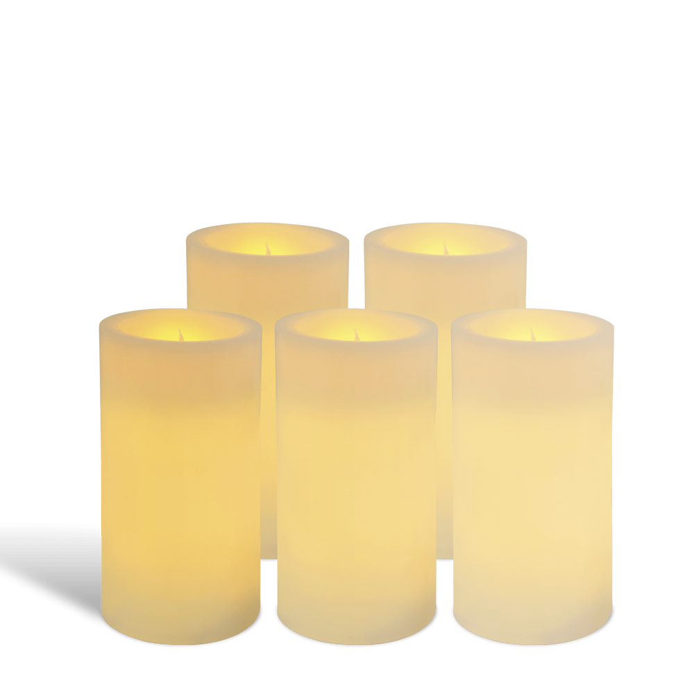 Pack de 5 bougies pilier LED Ivoire 7x15cm