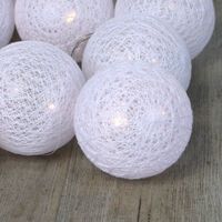 Guirlande Lumineuse Boules Coton Blanc