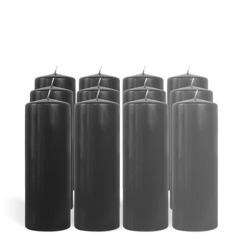 Pack de 4 bougies cylindres Gris Anthracite 7x21cm