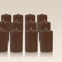 Pack de 12 bougies cylindres Cappuccino 6x10cm