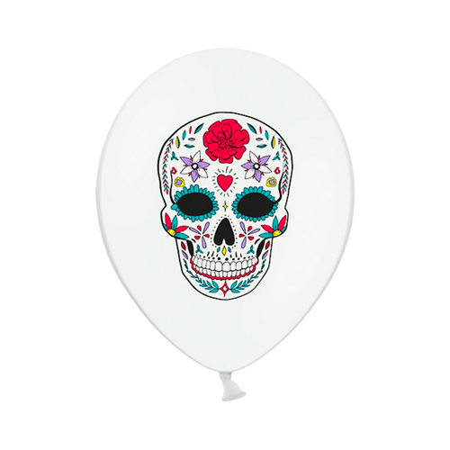 Ballon Latex Dia de Los Muertos Blanc x6