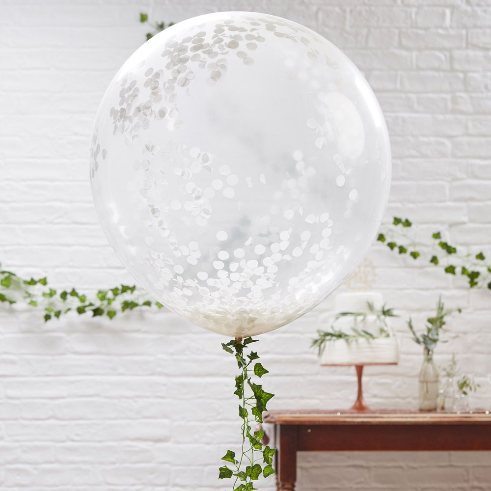 Ballon Géant Confettis Blanc x3