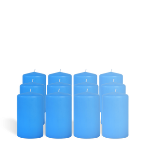 Pack de 12 bougies cylindres Bleu Turquoise 6x10cm