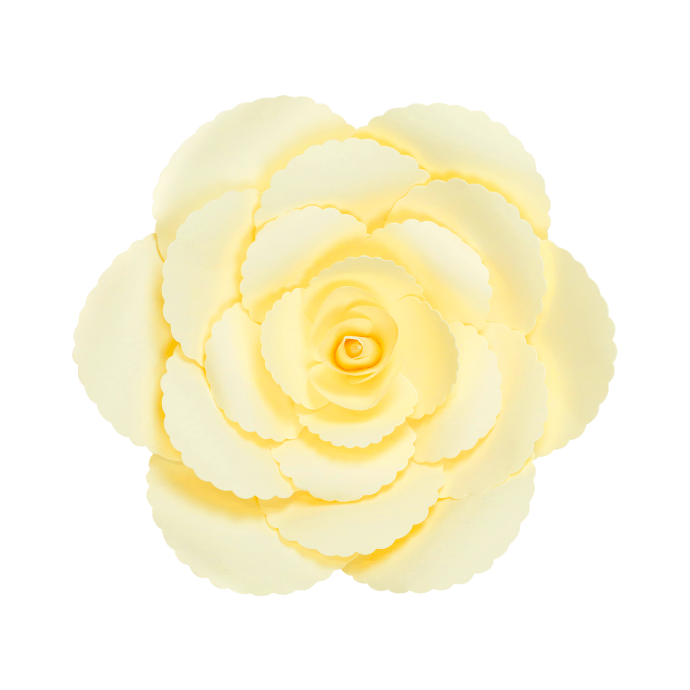 Fleur En Papier Rose Ancienne Jaune Pâle 30 cm