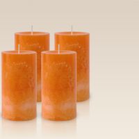 Pack de 4 Bougies Marbrées Orange 13x7cm