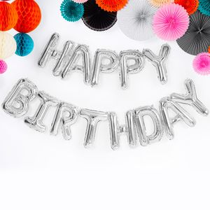 Ballons Happy Birthday Argent